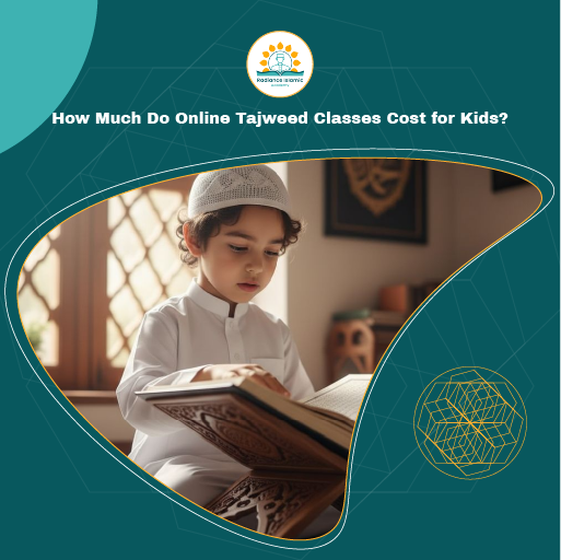 Young Muslim boy sitting with a Quran learning Tajweed during an online class.